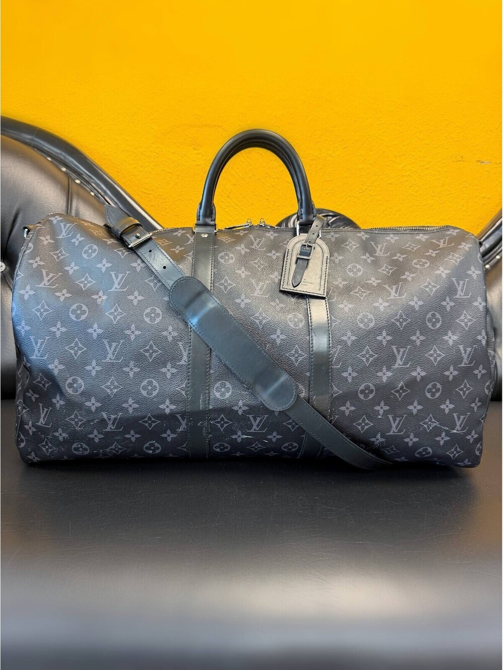 Louis Vuitton Monogram Eclipse Keepall 55 Bandouliere Duffle